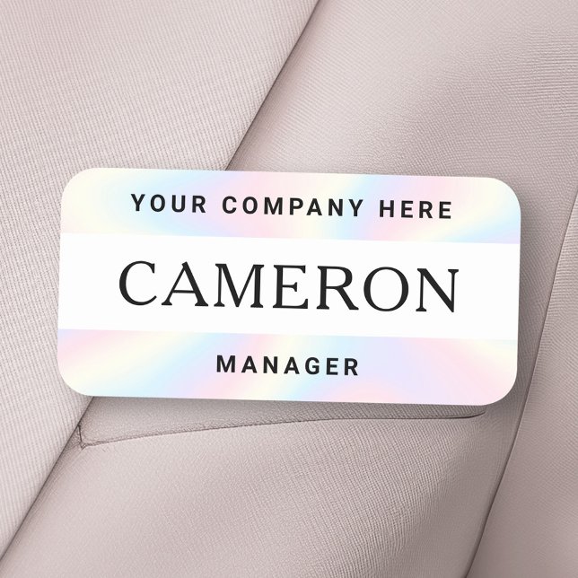 Etiqueta De Nome Nome, título e nome da empresa pastel rainbow (Name, title and company name pastel rainbow name tag)