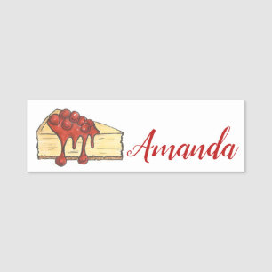 Etiqueta De Nome NYC New York Cherry Cheesecake Slice Bakery