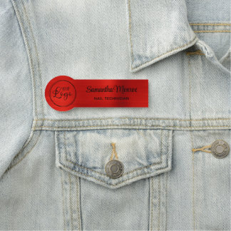 Etiqueta De Nome O logotipo da sua empresa aqui, vermelho brilhante