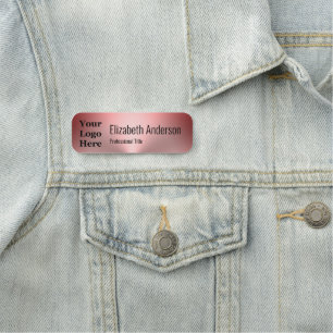 Etiqueta De Nome O metal cor-de-rosa para empresa é escovado e olha