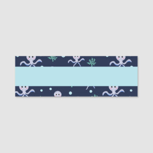 Etiqueta De Nome Octopus sob o padrão das crianças do mar