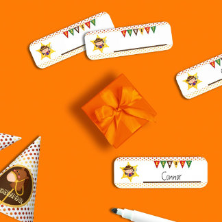 Etiqueta De Nome Oeste selvagem de cowboy bonito