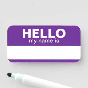Etiqueta De Nome Olá, meu nome é - Roxo - Quadro Branco para Funcio