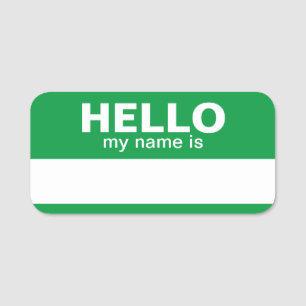 Etiqueta De Nome Olá, meu nome é - Verde - Informações de Contato C