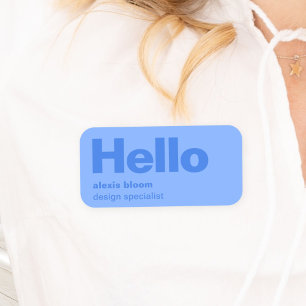 Etiqueta De Nome Olá, moderna e mínima tendência de Na moda azul si