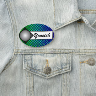 Etiqueta De Nome Ondeamento branco das bolas da malha preta por