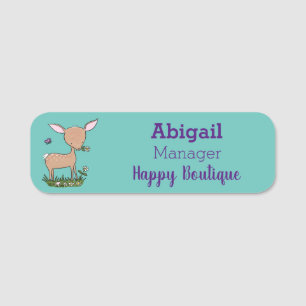 Etiqueta De Nome Óptica de desenho animado de veado de bebê feliz
