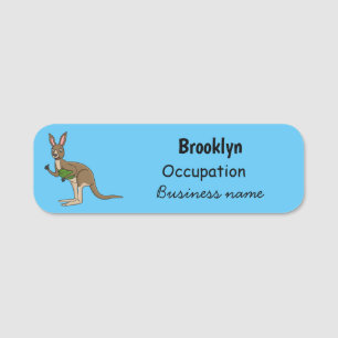 Etiqueta De Nome Óptica ilustração de canguru australiano feliz
