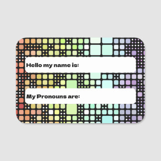 Etiqueta De Nome Orgulho Neurogênico de Groovy Geométrico