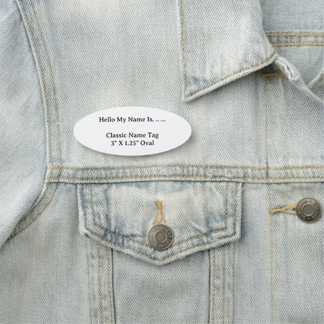 Etiqueta de Nome Oval 3X1.25 Personalizada Estilo  (In Situ)