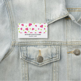 Etiqueta De Nome Padrão de Corações Bonitos, Rosa e Verde