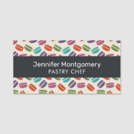 Etiqueta De Nome Padrão de Macarões Coloridos Bonitos com Bolinhas