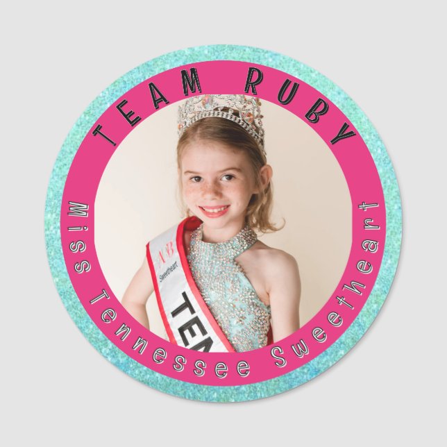 Etiqueta De Nome Pageant Button Pin (Frente)