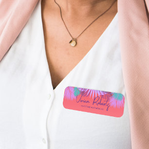 Etiqueta De Nome Palm Tropical de Verão exótica deixa Na moda