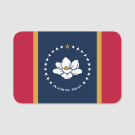 Etiqueta De Nome Patriotic name tag with flag of Mississippi, USA