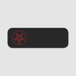 Etiqueta De Nome Pentagrama do diabo vermelho