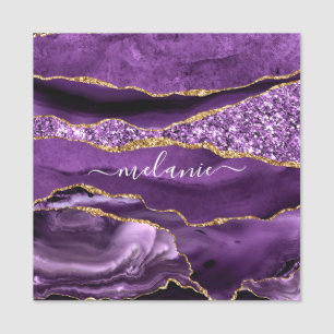 Etiqueta de Nome Personalizado de Violeta Dourada 