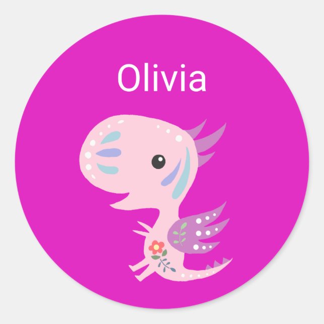 Etiqueta de Nome Personalizado Dragão Cute Dragon  (Frente)