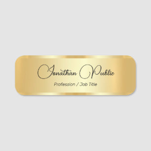 Etiqueta De Nome Personalizar o nome de script digitado Dourado Fau