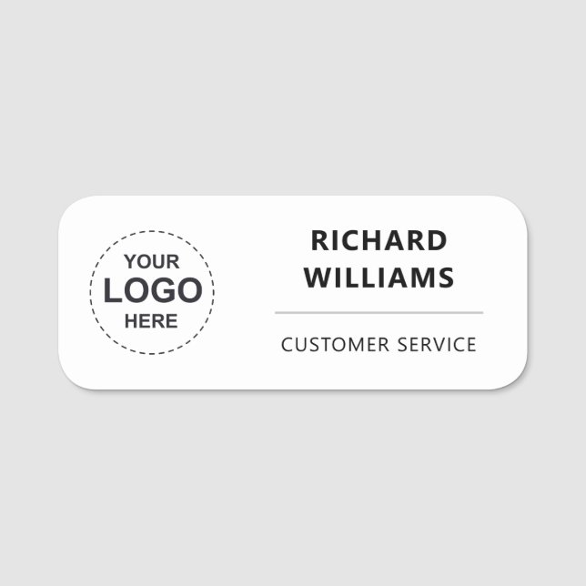 Etiqueta De Nome Personalized Employee  with Custom Business Logo (Frente)