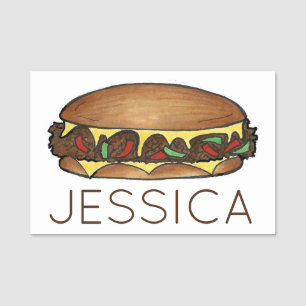 Etiqueta De Nome Philadelphia PA Cheesesteak Cheese Steak Sandwich