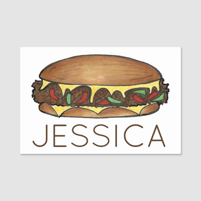 Etiqueta De Nome Philadelphia PA Cheesesteak Cheese Steak Sandwich (Frente)