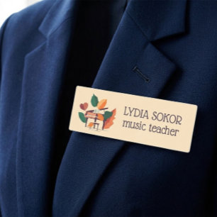 Etiqueta De Nome Piano Outono Artístico Personalizado