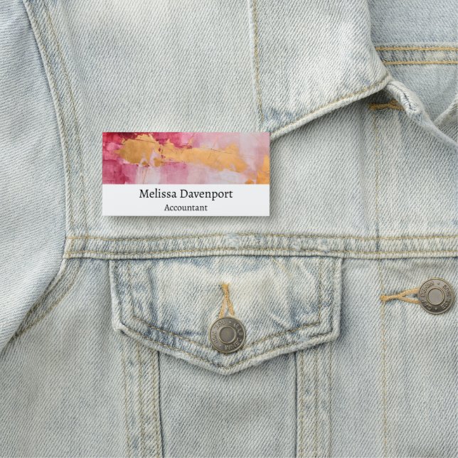 Etiqueta De Nome Pincel Artístico Trave Dourado e Rosa (In Situ)