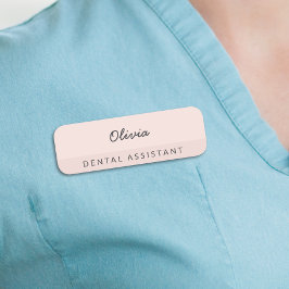 Etiqueta De Nome Pink Minimalist Dental Assistant