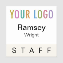 Pino do nome quadrado do logotipo do Crachá Ecru 2