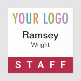 Etiqueta De Nome Pino do nome quadrado do logotipo do Crachá vermel