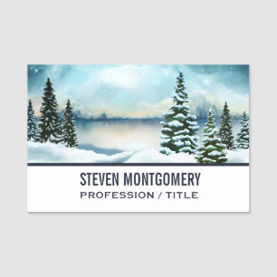 Etiqueta De Nome Pintor Cênico Winter Wonderland Watercolor