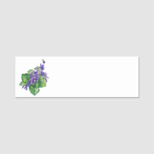 Etiqueta De Nome Pintor violeta com aquarela. Floral