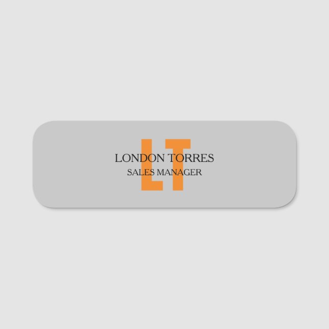 Etiqueta De Nome Placa de Cinzas Monogramas Atrativos (Frente)