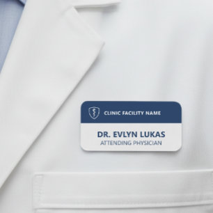 Etiqueta De Nome Placa de Identificação Médica Azul Marinho Bastã