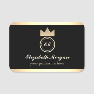Etiqueta De Nome Placa de Nome em Ouro Preto Elegante