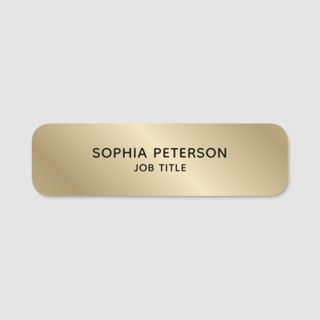 Etiqueta De Nome Placa personalizada de funcionário simples em dour (Frente)