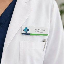 Etiqueta De Nome Placa Personalizada para Equipe Médica Minimalista