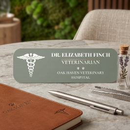 Etiqueta De Nome Placa Personalizada Veterinária DVM Clínica Caduce