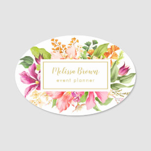 Etiqueta De Nome Planeador de Eventos de Pastel Rosa-Quadrado Flora