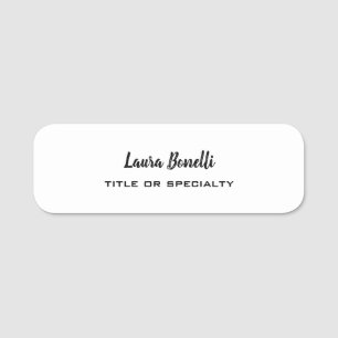 Etiqueta De Nome Planície Minimalista Moderna Profissional Branco N