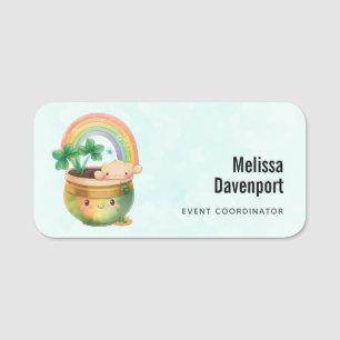 Etiqueta De Nome Plantador de Jardim Bonito com Rainbow & Clover