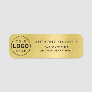 Etiqueta De Nome Plástico Dourado Metálico Faux Dourado do Logotipo