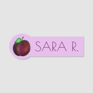 Etiqueta De Nome Plums Ripe Summer Purple Plum Fruta Ilustração