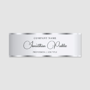 Etiqueta De Nome Prata elegante de script de caligrafia personaliza
