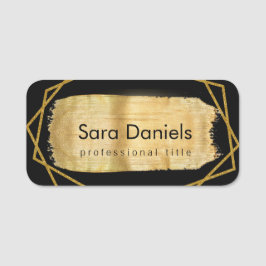 Etiqueta De Nome Preto e Dourado