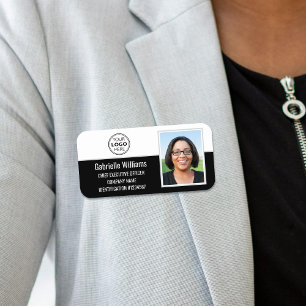 Etiqueta De Nome Preto para Segurança de Fotografias de ID de Funci