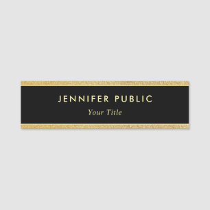 Etiqueta De Nome Preto personalizado e elegante moderno do brilho