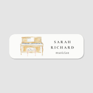 Etiqueta De Nome Professor de Música Pianista de Aquarela Elegante