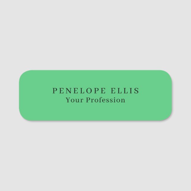 Etiqueta De Nome Profissional Clássico Único Verde de Paris (Frente)